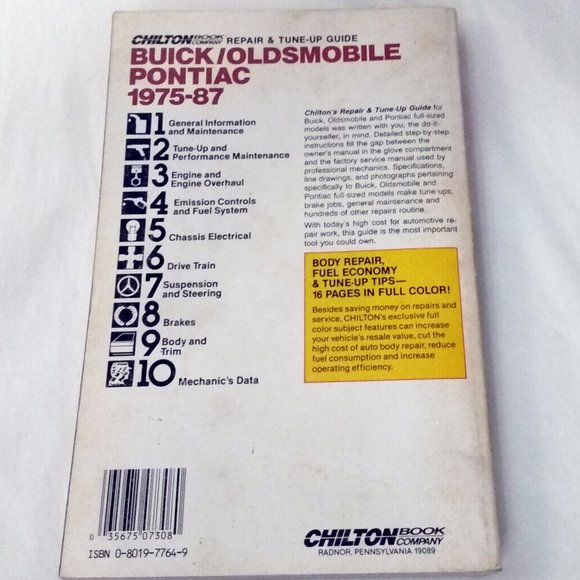 Buick/Oldsmobile/Pontiac Repair & Tune Up Guide-1975-87-Chilton Book-7308 - Picture 6 of 13